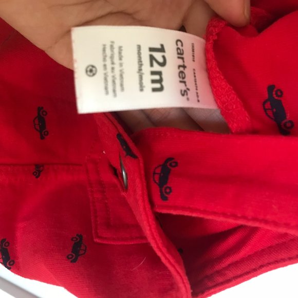 🎉2/$30 SALE🎉Carter's Red Car Overalls - 12 M - Picture 3 of 3